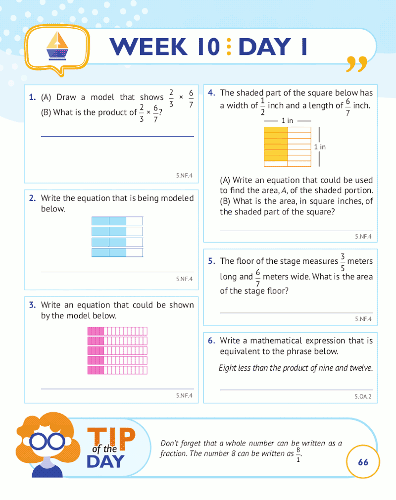 5th Grade Common Core Math: Daily Practice Workbook Part II: Free