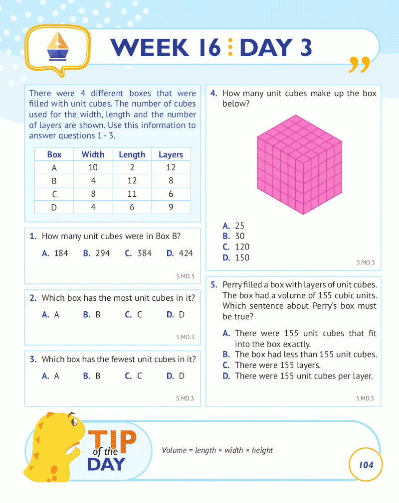 5th Grade Common Core Math: Daily Practice Workbook Part I: Multiple ...