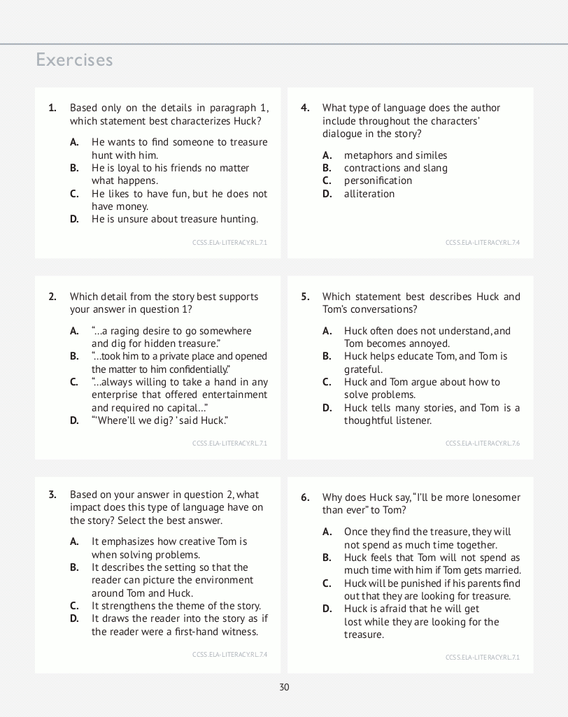 7th Grade Common Core ELA English Language Arts Daily Practice 
