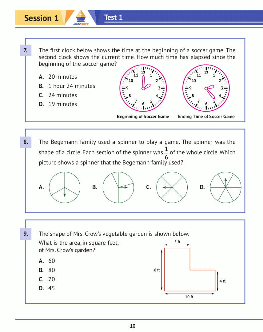 3Rd Grade Math Practice Book: 8 Full-Length Simulated Common Core Math Tests - Argoprep