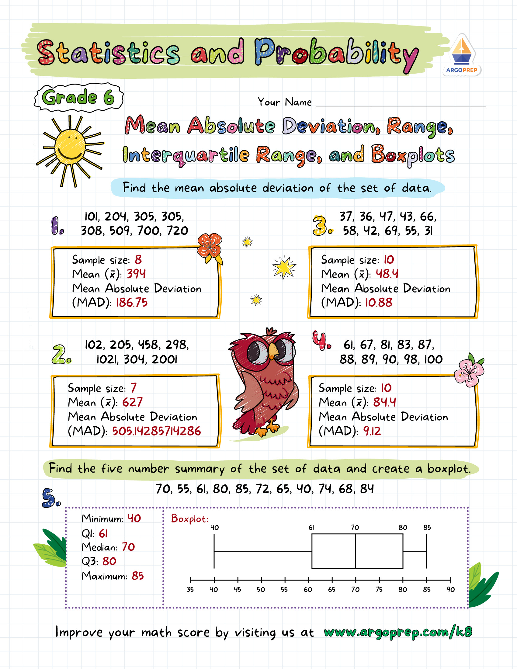 Whooo Knows the Mean Absolute Deviation? - ArgoPrep Regarding Mean Absolute Deviation Worksheet