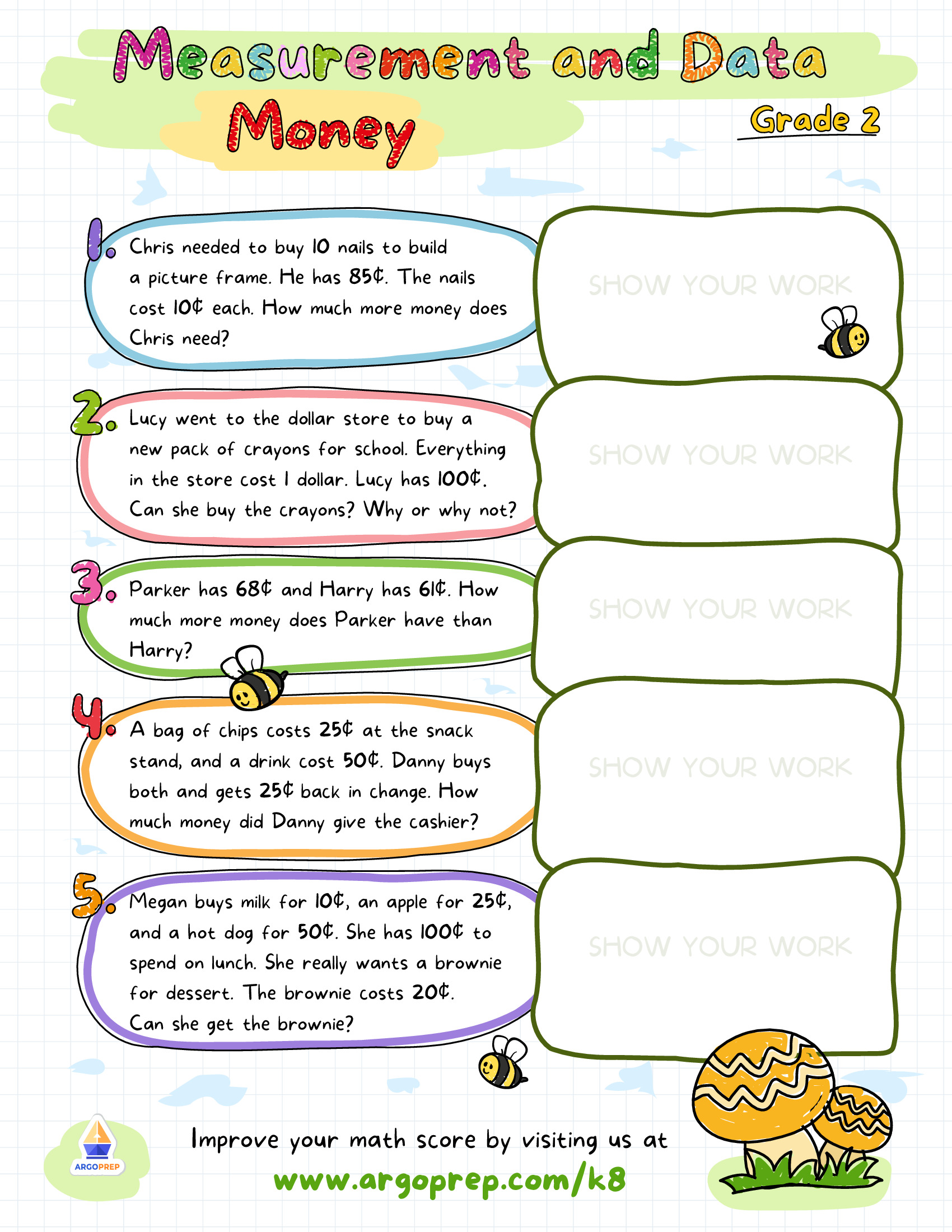 money word problems worksheet to download and print