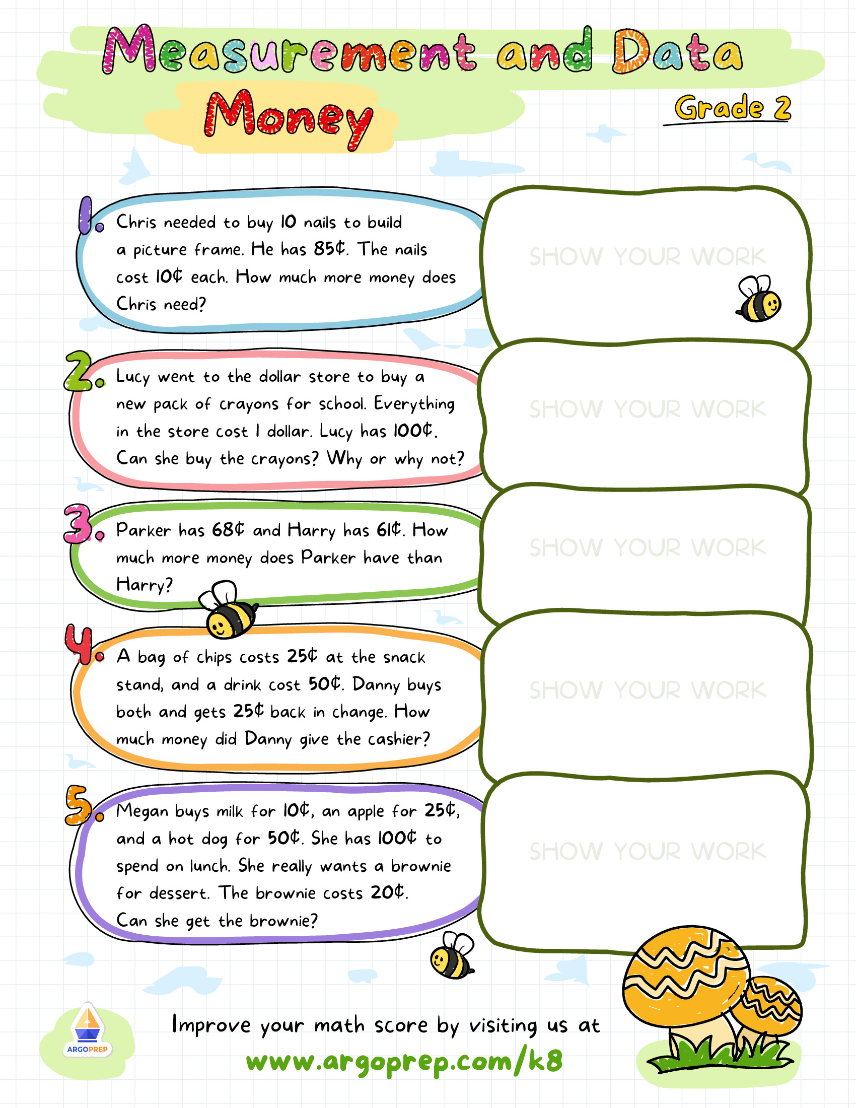 2nd Grade Math Worksheets - Money - Coin Values and Totals - How