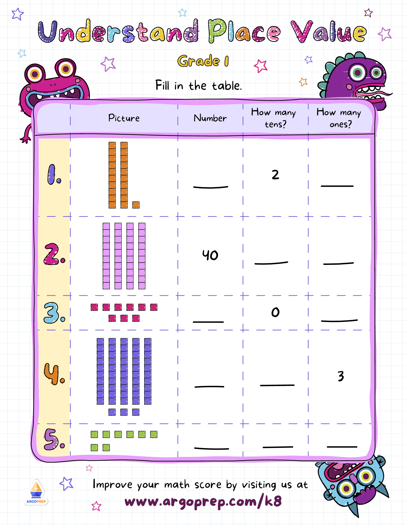 Place Value Monsters - ArgoPrep