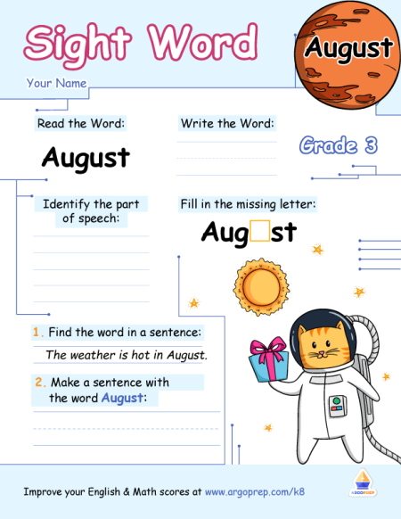 Sight Words - "August"
