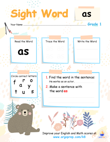 Sight Words - "AS"