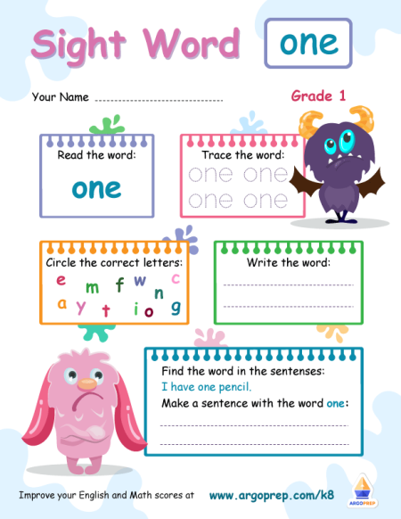 Sight Words - "one"