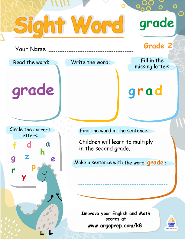 Sight Words - "grade"