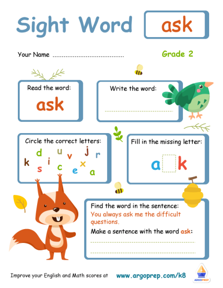 Sight Words - "ask"