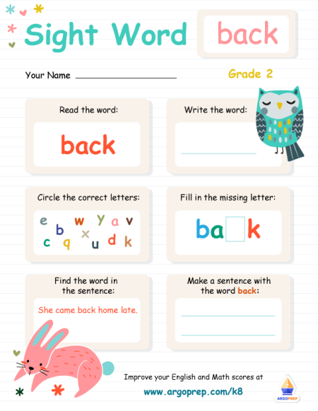 Sight Words - "back"