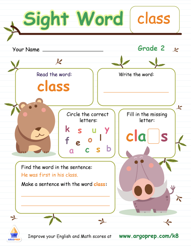 Sight Words - "class"