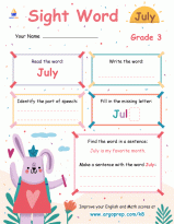 Sight Words -"July"