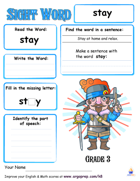 Sight Words- "stay"
