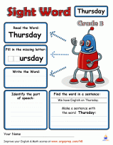 Sight Words Grade 3- "Thursday"