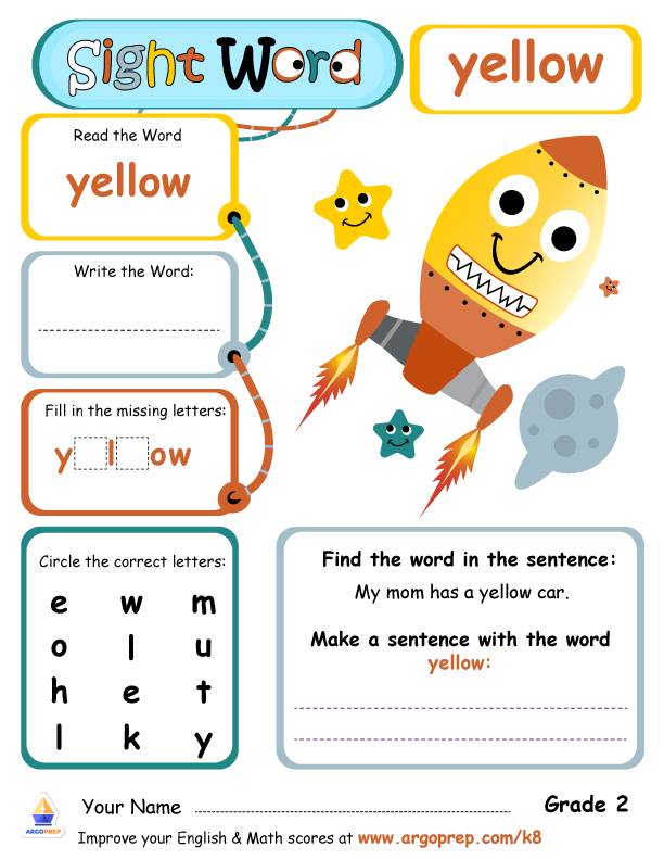 Sunny "Yellow" Sight Words - ArgoPrep