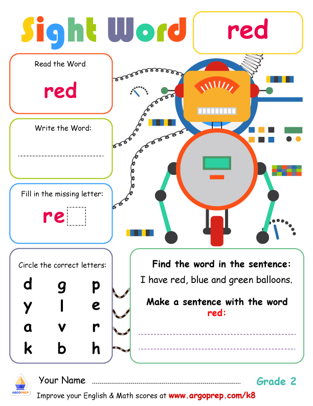 Sight Words- "red"