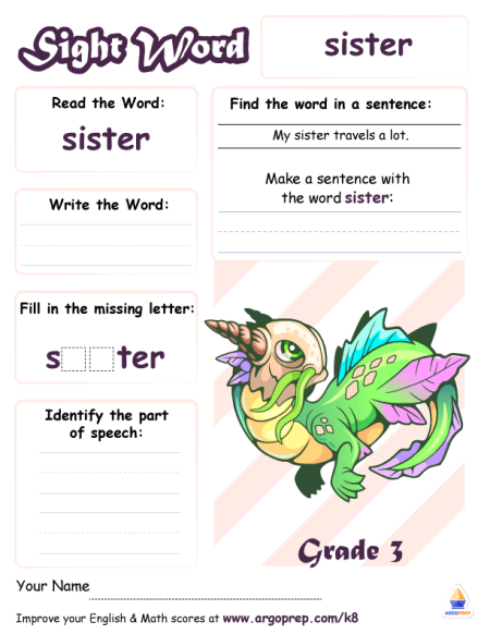 Sight Words - "sister"