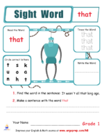 Sight Words - "that"