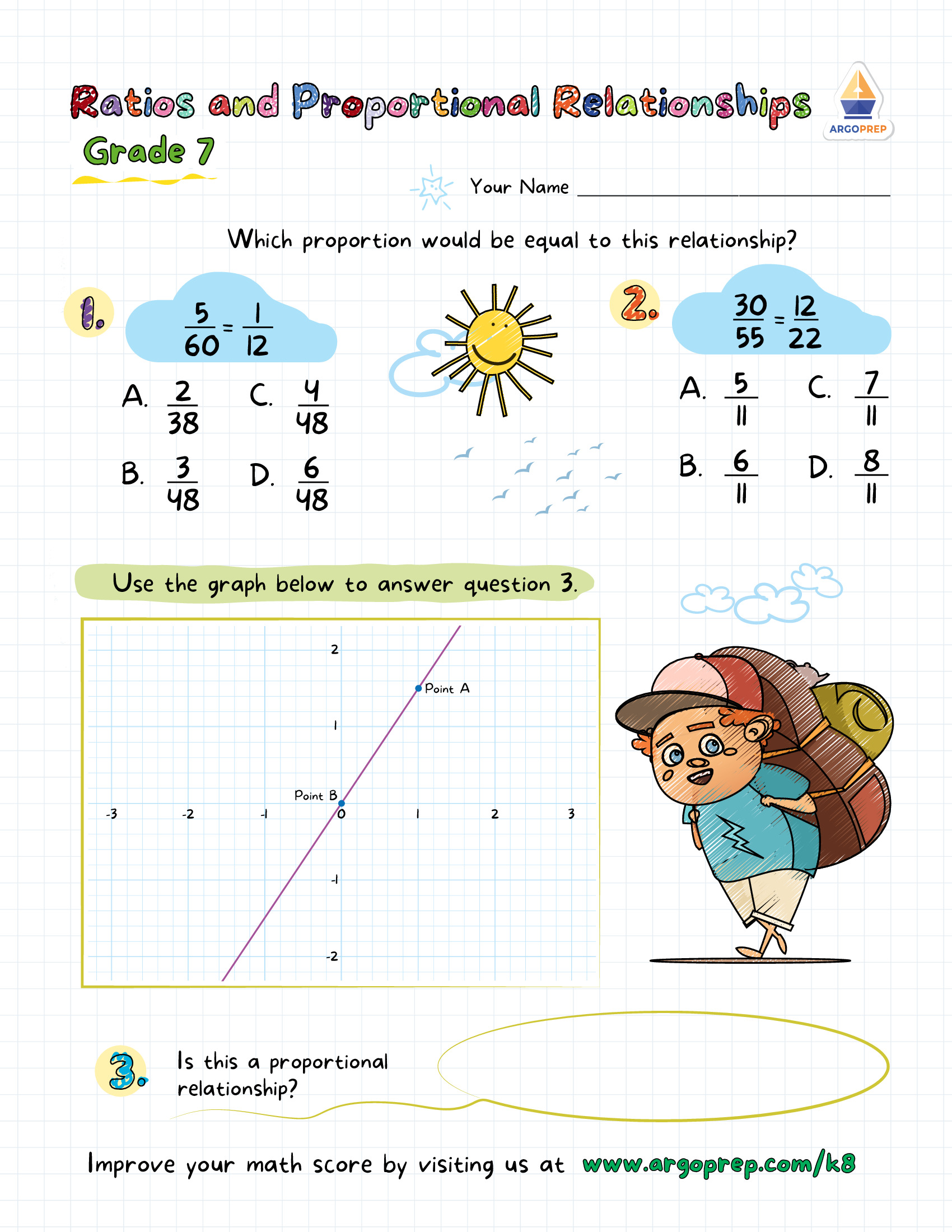 Equal Proportions in Math - ArgoPrep Within 7th Grade Proportions Worksheet