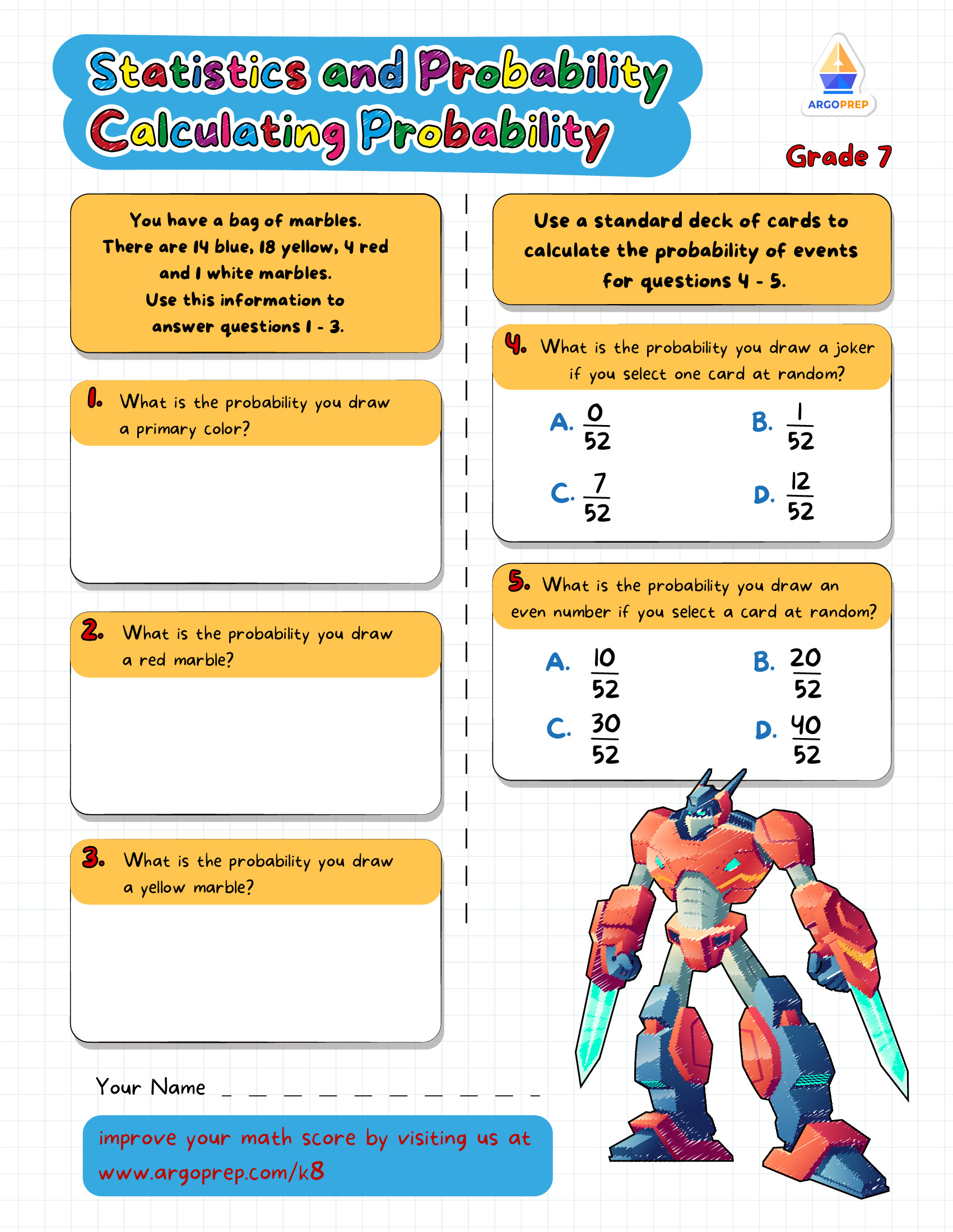Action adventure and probability argoprep