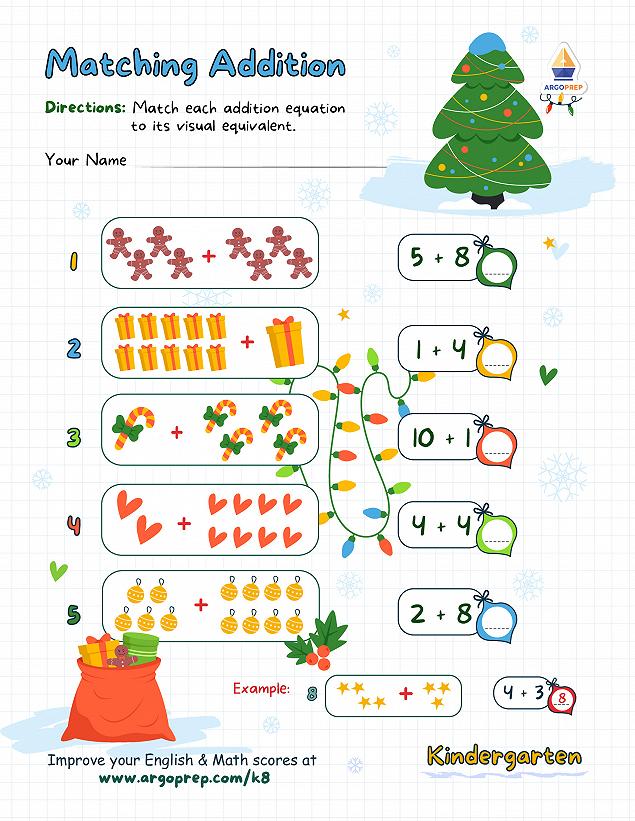 Addition Match with Holiday Fun and Yummys - img