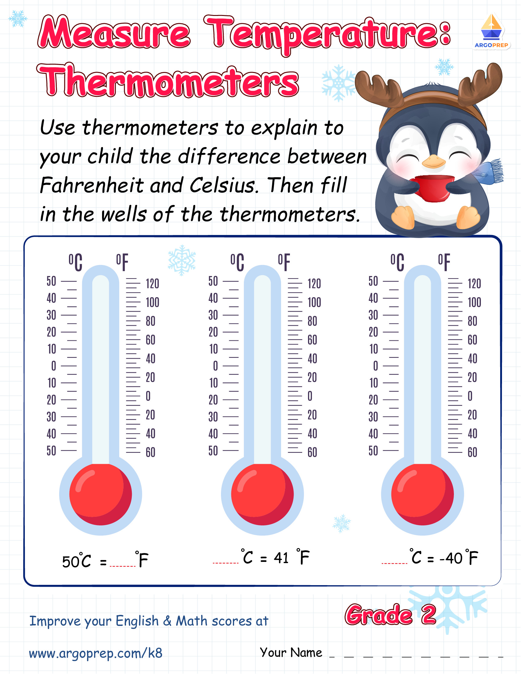 Temperature Worksheets Reading A Thermometer Fahrenheit Celsius K5