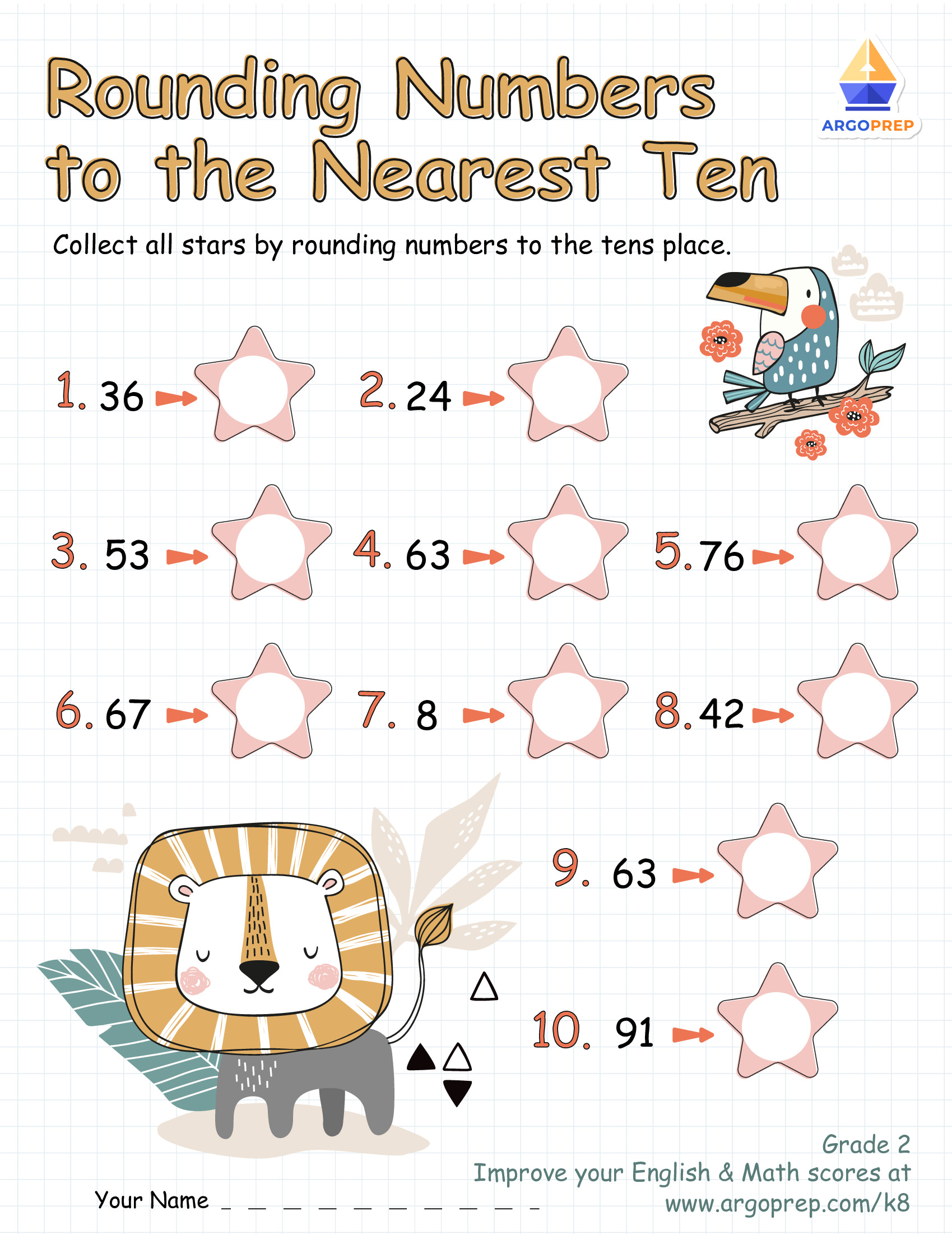 Rounding to the nearest 10 Worksheets