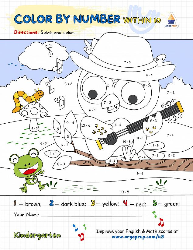 Owl and Frog Add, Subtract, Color, and Sing! - img