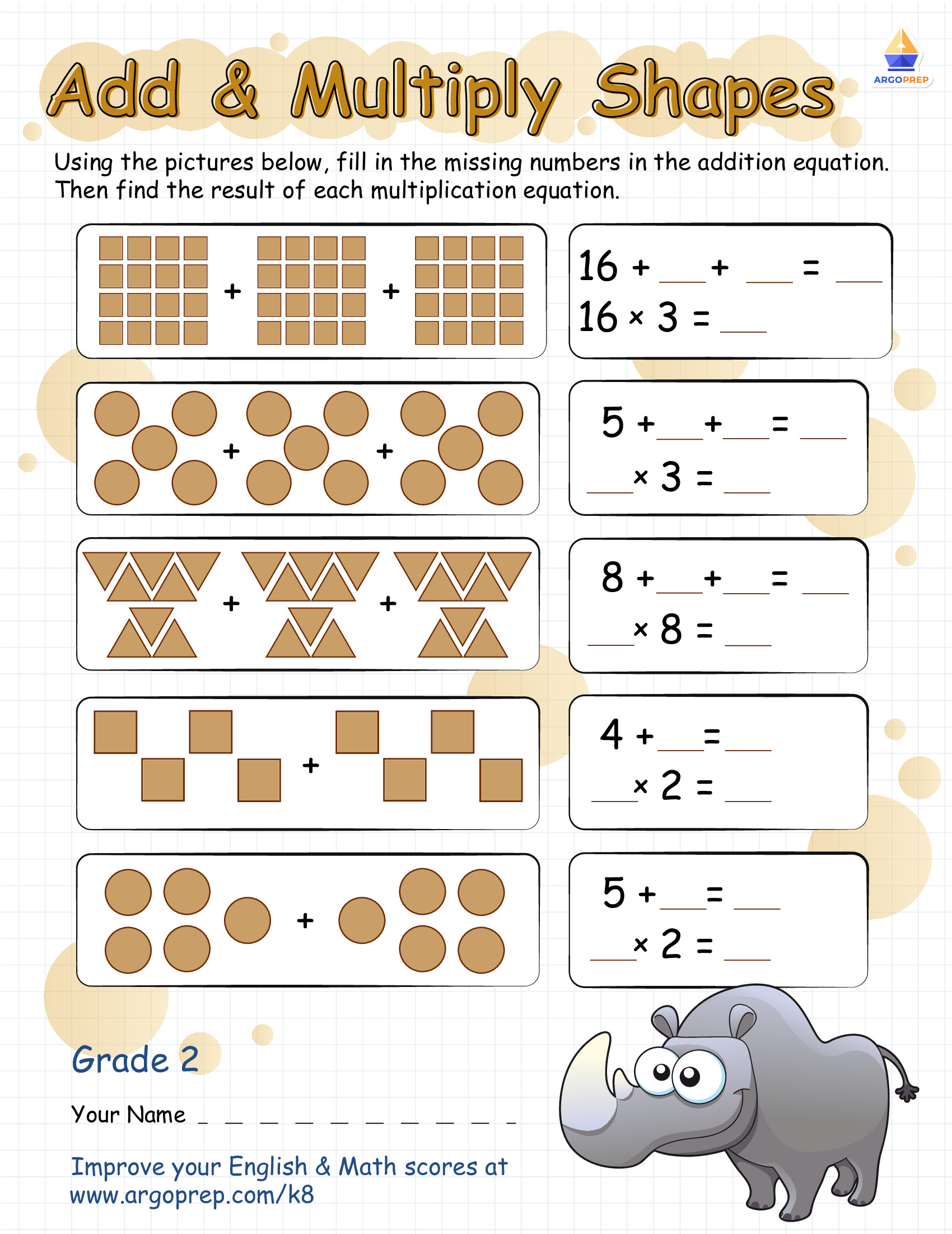 repeated addition with roger rhino argoprep