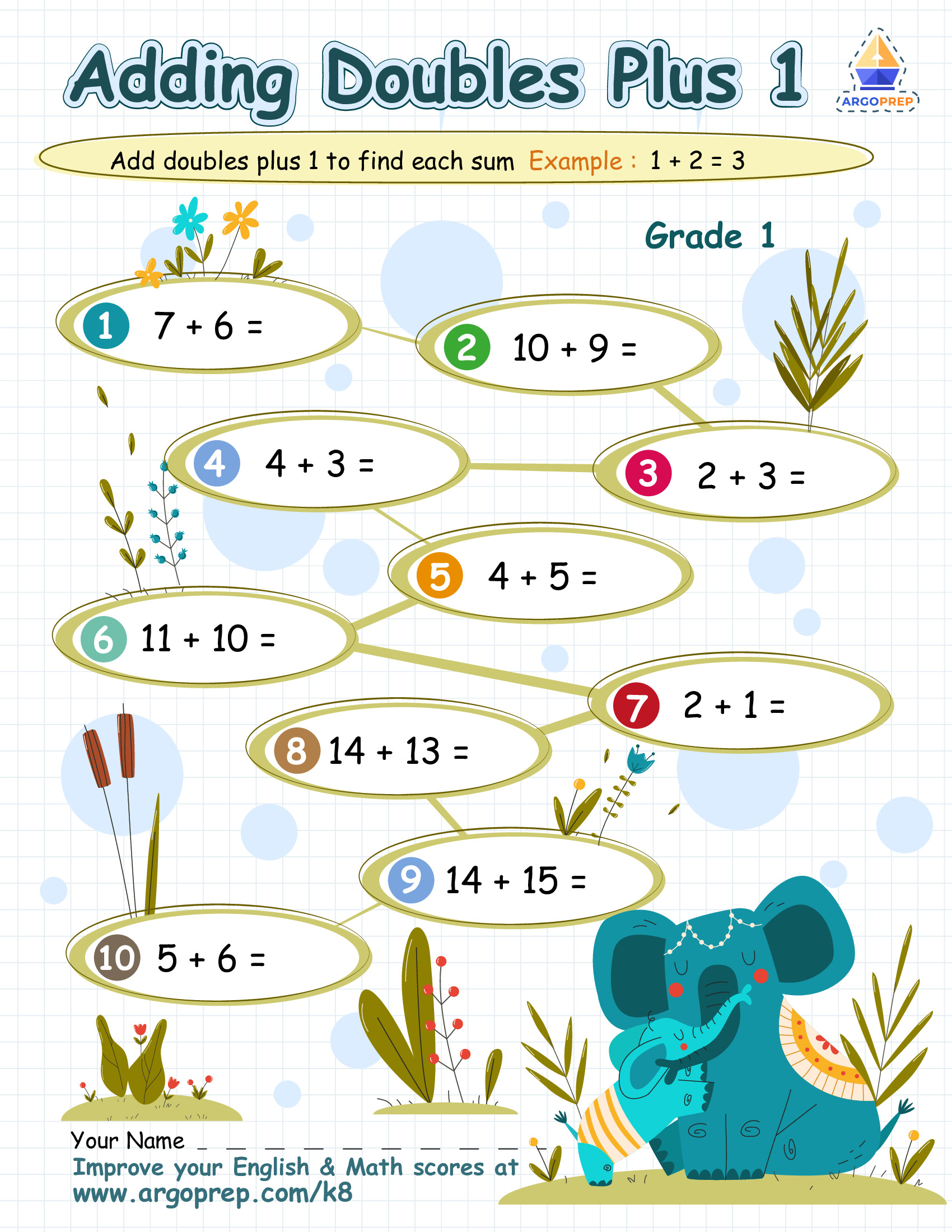 Double the Fun Plus One! - ArgoPrep For Doubles Plus One Worksheet