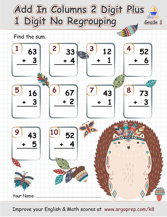 Hedgehog Helps with Two-Digit Addition - img