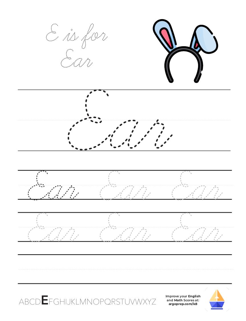 Cursive E is for Ear - ArgoPrep