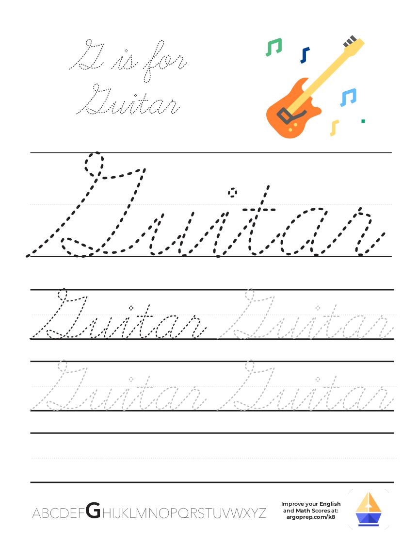 Cursive G is for Guitar - ArgoPrep