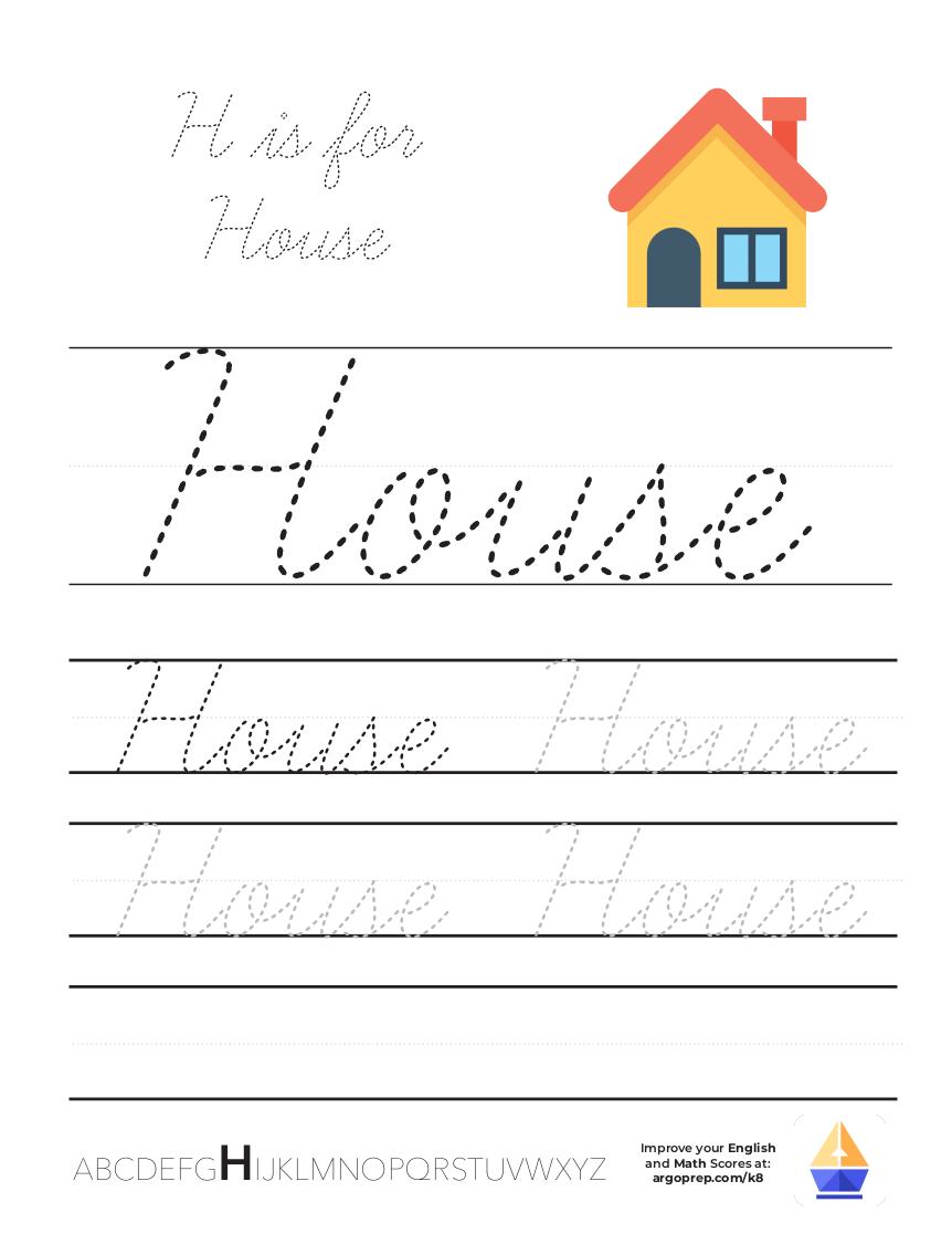cursive h is for house argoprep
