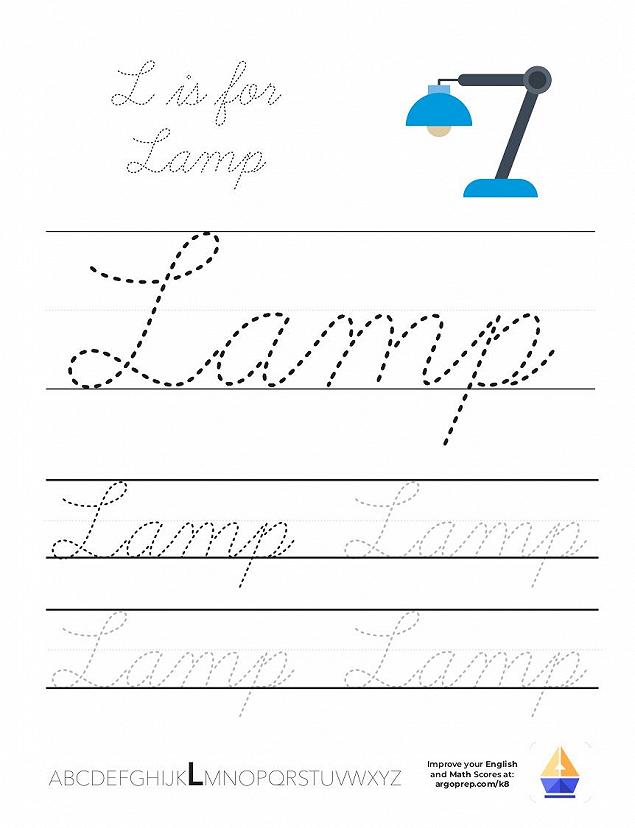 Cursive L is for Lamp image