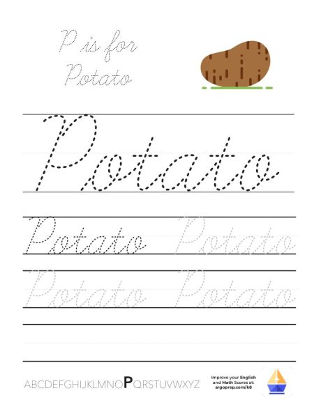 Cursive P is for Potato image