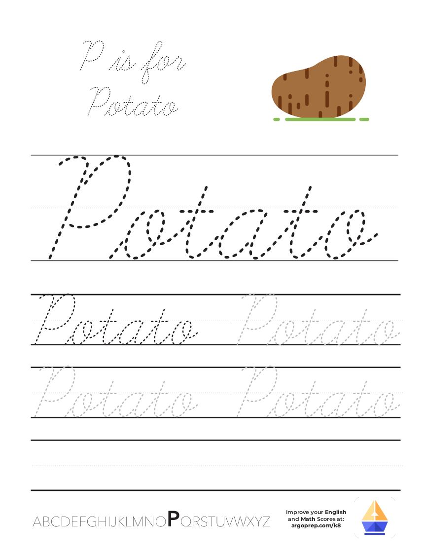 Cursive P is for Potato image