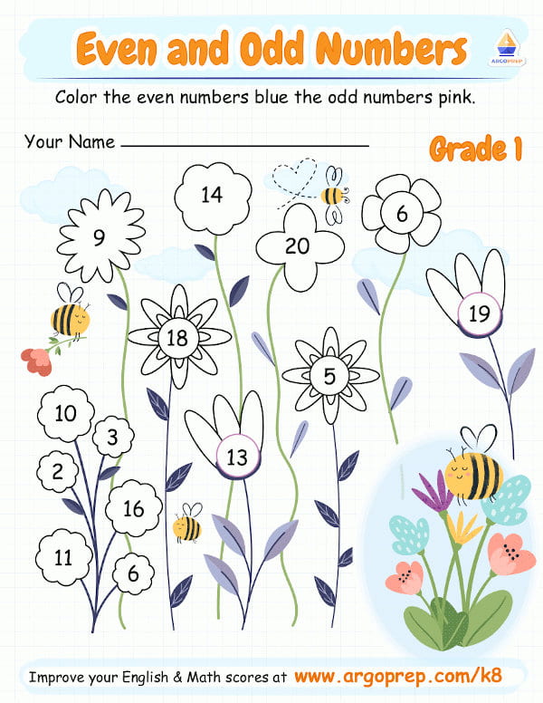 color the flowers even and odd argoprep