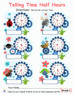 Telling Time Half Hours Grade 1 image 2