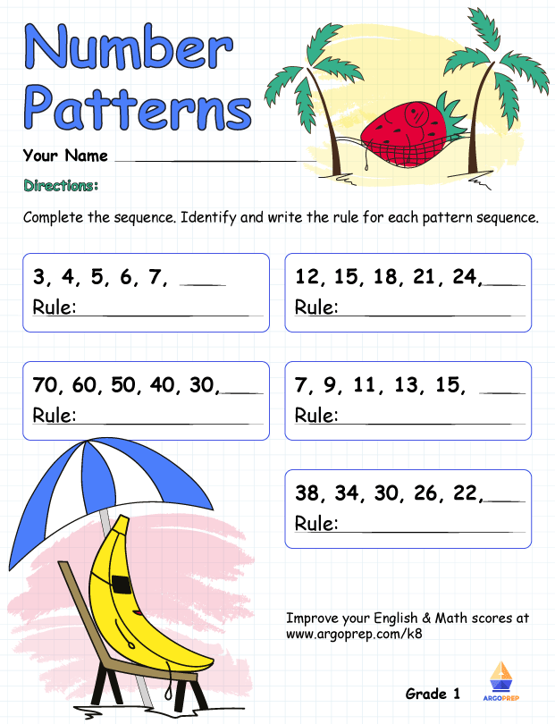 1st Grade Number Patterns Worksheets Printable K5 Learning Pattern Worksheets Pattern