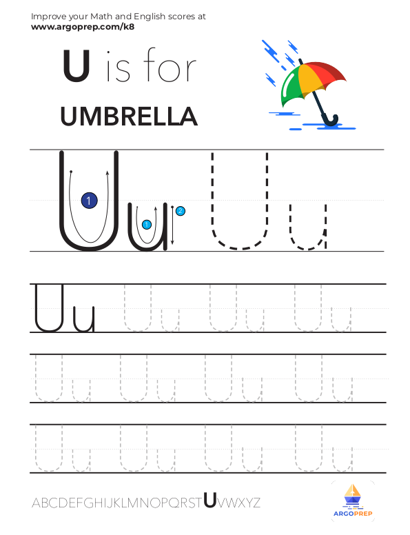 tracing the letter u worksheets