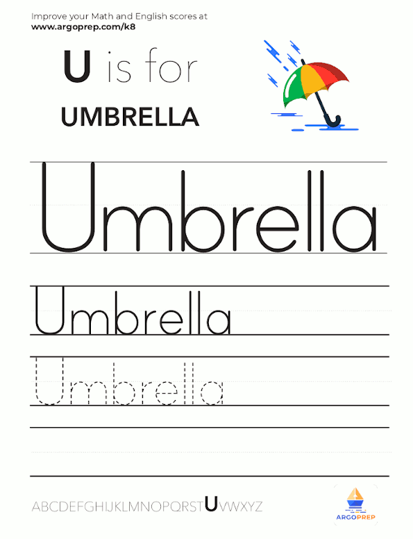 Trace the word “Umbrella” ArgoPrep
